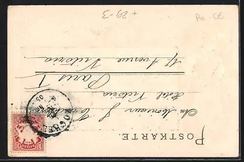 Passepartout-Lithographie Urfeld / Bayern, Teilansicht mit Walchensee und Herzogstand, Frau in Tracht