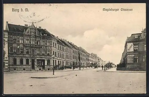 AK Burg b. M., Restaurant Otto Schedt in der Magdeburger Chaussee