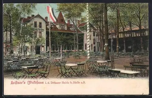 AK Halle / Saale, Gasthaus Waldhaus mit Gartenlokal