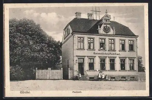 AK Görzke, Kaiserliches Postamt mit Wappen