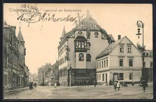 AK Crimmitschau i. S., Lutherhof am Bismarckhain