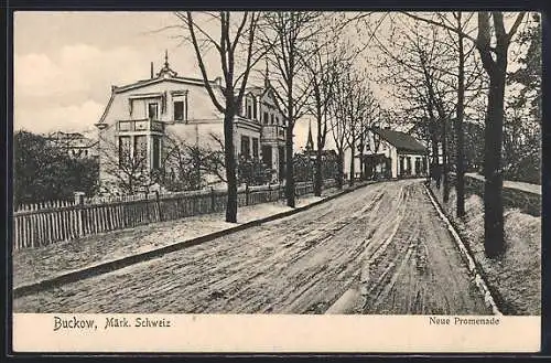 AK Buckow /Märk. Schweiz, Neue Promenade mit Gebäuden