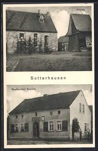 AK Sotterhausen, Restaurant Grunitz und Kirche