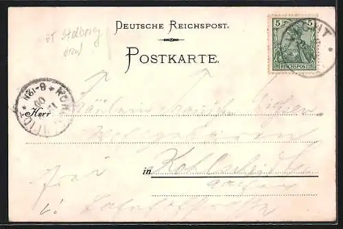 Lithographie Vicht b. Stolberg, Restaurant Stickeler, Kluckenstein und Totalansicht