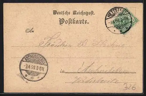 Lithographie Walbeck / Hettstedt, Gasthaus Karl Trautmann, Erbbegräbnis und Schloss