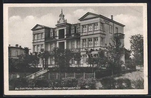 AK Ahlbeck / Ostseebad, Hotel Ostseewarte in der Luisenstrasse 9, Bes. Erich Mielke