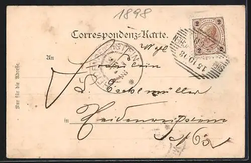 AK Sieghartskirchen, Geschäft von Heinrich Ockermüller und Totalansicht