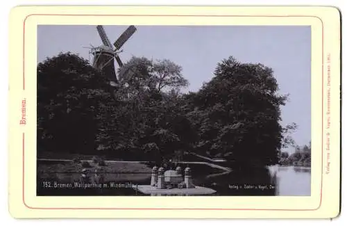 Fotografie Zedler & Vogel, Darmstadt, Ansicht Bremen, Wallpartie mit Windmühle 1901