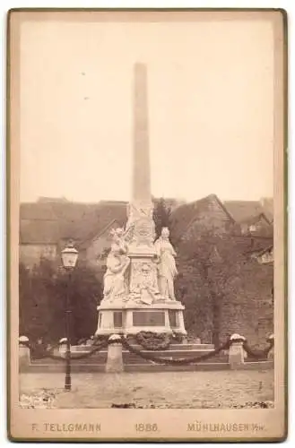 Fotografie F. Tellgmann, Mühlhausen, Ansicht Mühlhausen / Thüringen, Gefallenen-Denkmal um 1886