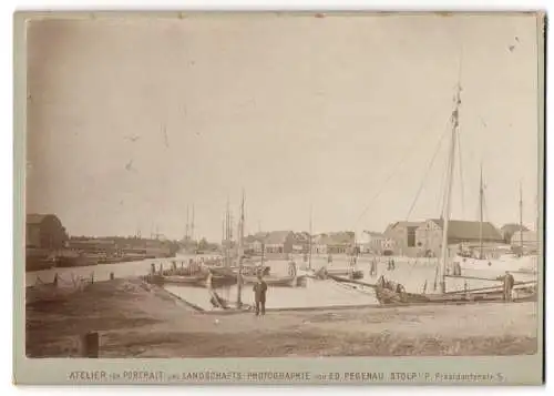 Fotografie Ed. Pegenau, Stolp, Ansicht Stolp / Pommern, Blick über den Hafen