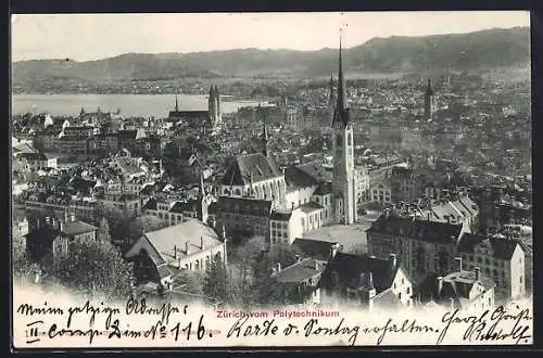 AK Zürich, Teilansicht vom Polytechnikum aus gesehen