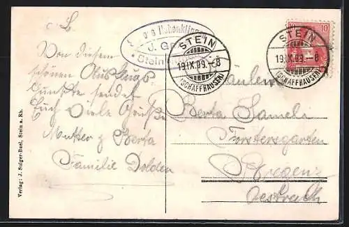 AK Stein a. Rh., Teilansicht mit Brücke