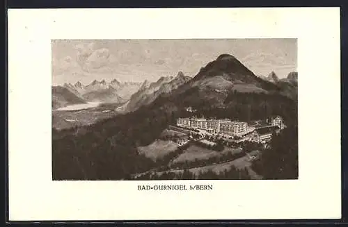 Künstler-AK Bad-Gurnigel b. Bern, Hotel mit Panorama