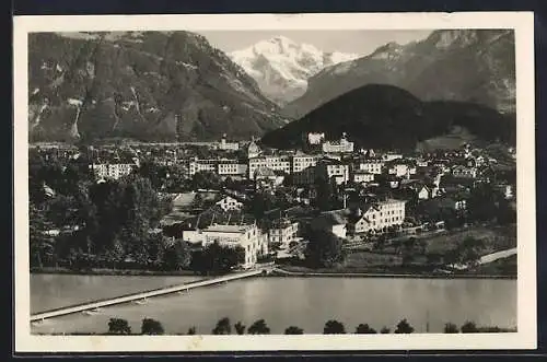 AK Interlaken, Teilansicht mit Aare und Jungfrau