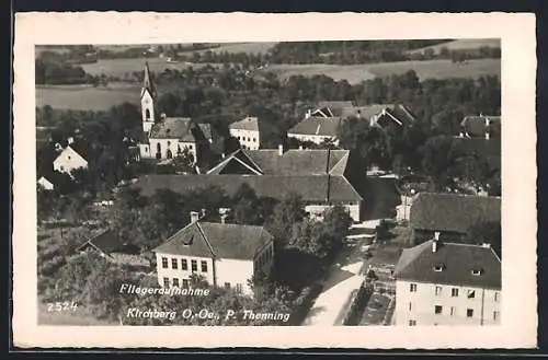 AK Kirchberg-Thening, Kirchberg aus der Vogelschau, Fliegeraufnahme