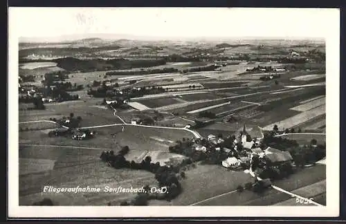 AK Senftenbach, Blick über den Ort und die angrenzende Landschaft, Fliegeraufnahme