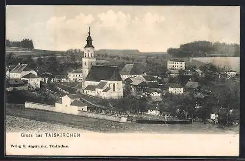 AK Taiskirchen, Ortsansicht aus der Vogelschau