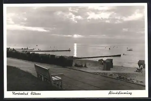 AK Duhnen /Nordsee, Seepromenade mit Wasserblick am Abend