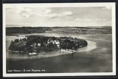 AK Insel Mainau, Panorama der Insel vom Flugzeug aus