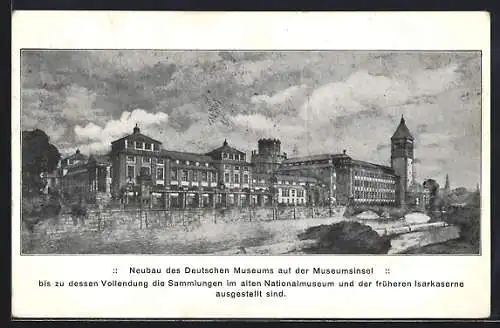 AK München, Neubau des Deutschen Museums auf der Museumsinsel