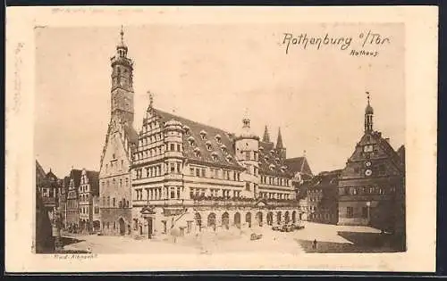 AK Rothenburg o. Tbr., Rathaus aus der Vogelschau