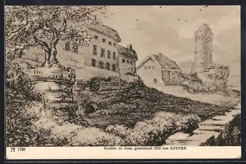 AK Jena, Graben, gezeichnet 1810 von Goethe