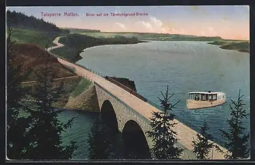 AK Malter i. S., Talsperre, Tännichtgrund-Brücke aus der Vogelschau