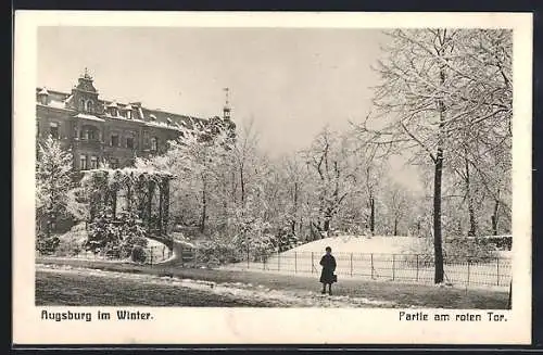 AK Augsburg, Augsburg im Winter, Partie am roten Tor