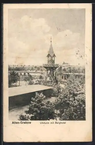 AK Altengrabow, Berghotel mit Uhrturm auf dem Truppenübungsplatz