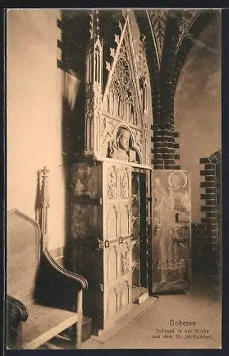 AK Doberan, Schrank in der Kirche aus dem 12. Jahrhundert