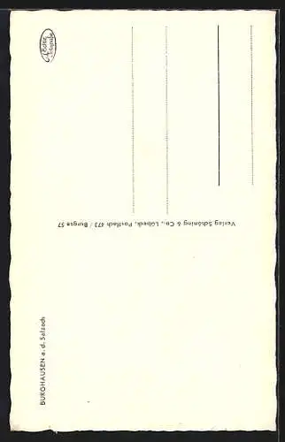 AK Burghausen a. d. Salzach, Teilansicht mit Brunnen