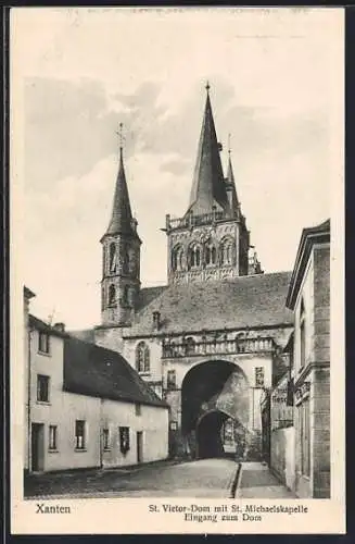 AK Xanten, St. Victor-Dom mit St. Michaelskapelle, Eingang zum Dom