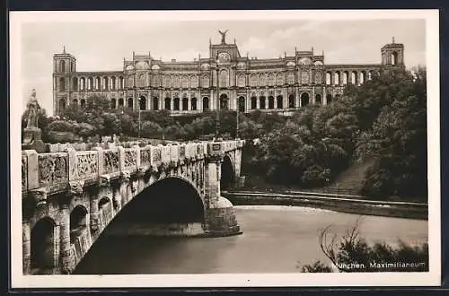 AK München, Partie an der Maximiliansbrücke mit Maximilianeum