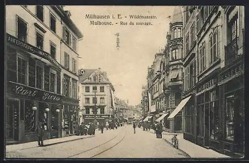 AK Mulhouse-Mühlhausen, Rue du Sauvage, Wildemannstrasse