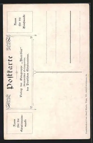 Künstler-AK Karl Friedrich Gsur, Deutscher Schulverein Nr.92: Mädchen weint vor einem Rosenstrauch