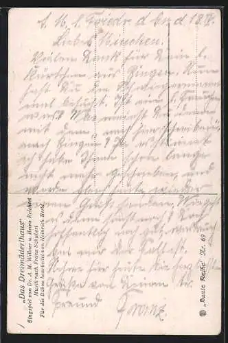 Künstler-AK A. Broch: Franz Peter Schubert in der Natur, Das Dreimäderlhaus