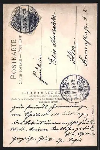 Künstler-AK Friedrich Schiller sitzend im Porträt