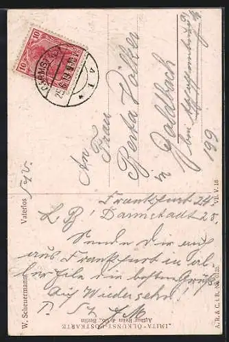 Künstler-AK Willi Scheuermann: Vaterlos, Mutter mit Kleinkind auf dem Arm