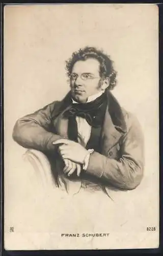 Künstler-AK Komponist Franz Schubert, Portrait im Sitzen