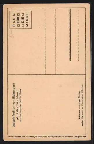 AK Bildnisse deutscher Dichter, Joseph Freiherr von Eichendorff