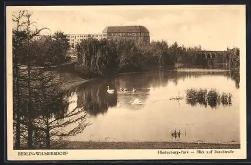 AK Berlin-Wilmersdorf, Hindenburg-Park, Blick auf Bar-Strasse