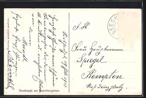 AK Seeshaupt am Starnbergersee, Segelboot unweit des Ufers