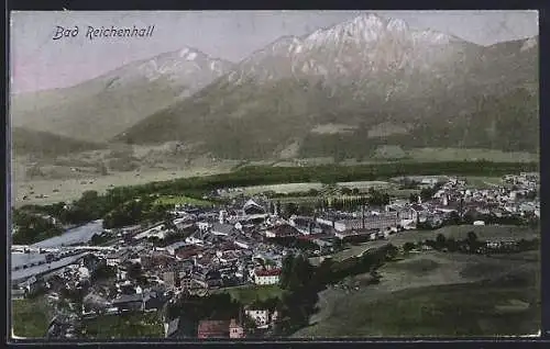 AK Bad Reichenhall, Ortsansicht gegen das Gebirge