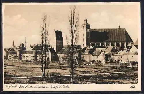 AK Ingolstadt, Alte Stadtmauerparteie m. Liebfrauenkirche