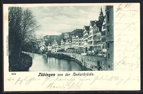 AK Tübingen, Häuser von der Neckarbrücke betrachtet