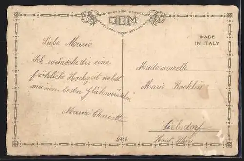 Künstler-AK A. Bertiglia: Hochzeitszug kommt aus der Kirche