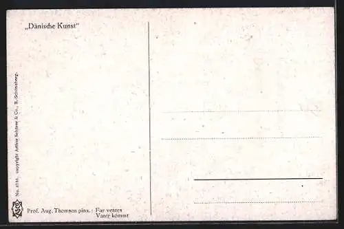 Künstler-AK sign. Aug. Thomson: Dänische Frau mit ihren Kindern zu Hause