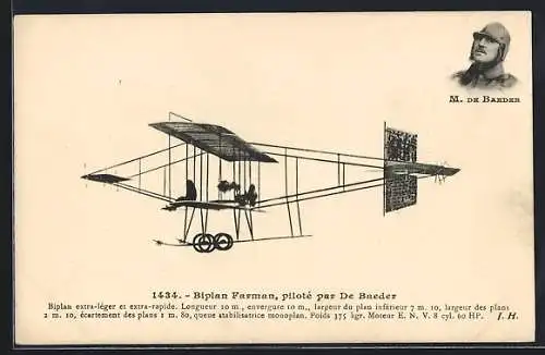 AK Biplan Farman, piloté par Baeder, Flugpionier