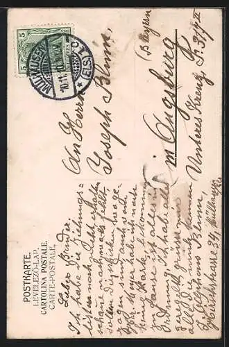 AK Aufgehende Sonne über dem Meer, Gedichttext Die Sonne