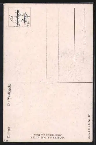 Künstler-AK Elly Frank: sign. E. Frank: Nonne vor einer Waldkapelle